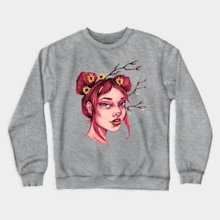 Spring Daisy Flower Girl Crewneck Sweatshirt